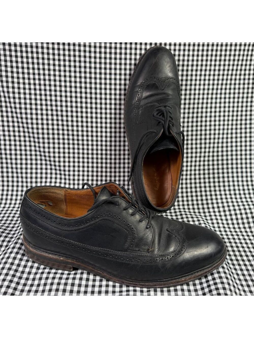 Frye Mens Oxford Shoes Size 13 D Black Leather Wingtip Brogue Made Mexico